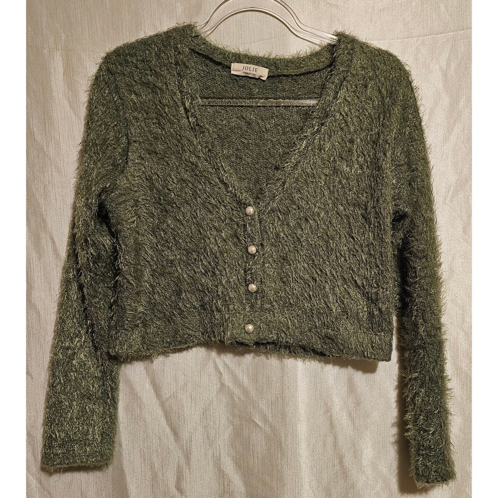 Jolie Cropped Pearl Button Sweater Cardigan Women's Size Medium
